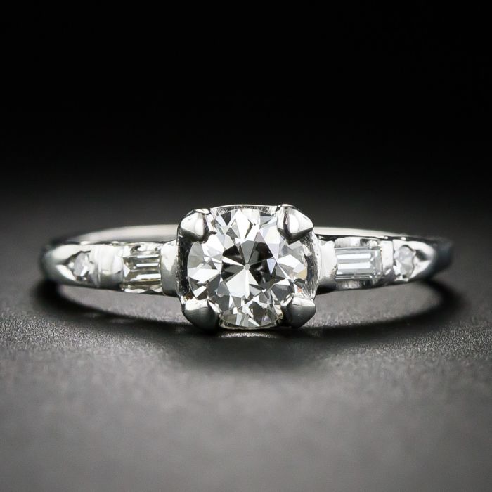 60 Carat Diamond Mid-Century Engagement Ring In Platinum