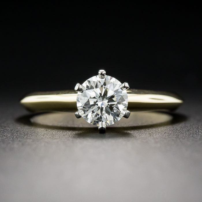 Tiffany gold solitaire engagement on sale ring