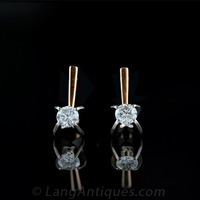 075 Carat Round Cut Diamond Stud Earring In 14K Rose Gold  Fascinating  Diamonds