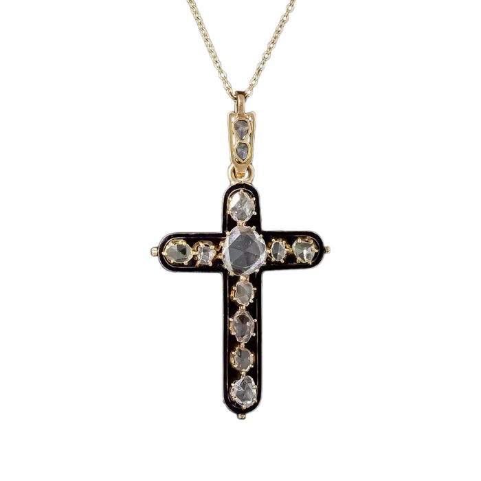 Festive Wear Black Diamond Cross Pendant In 14k White Gold at Rs 85000 in  Surat