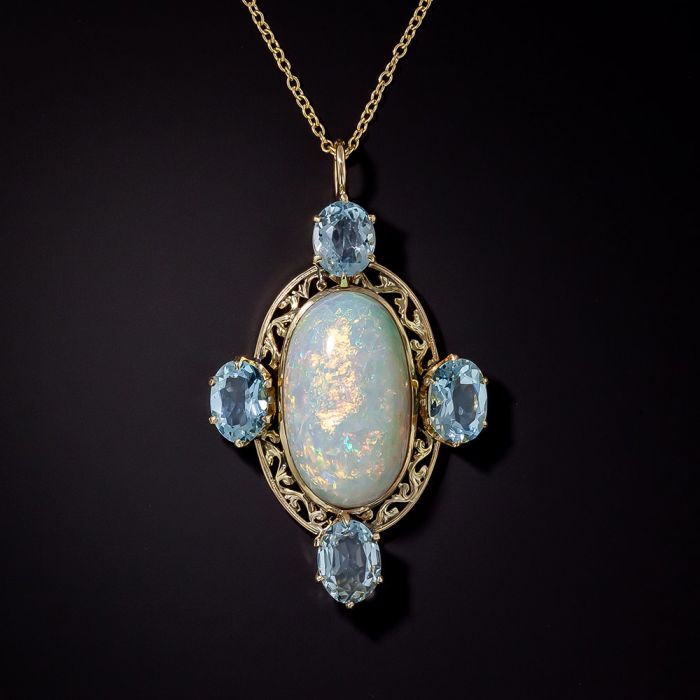 Lucky Opal Necklace - 925 Silver - Artificial Opal Stone - ApolloBox