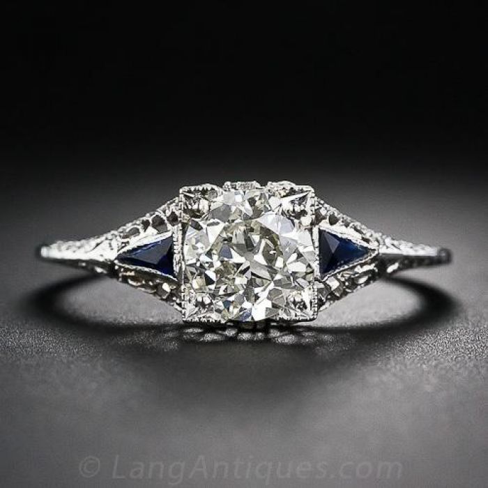Art Deco Double-Diamond Filigree Ring — Isadoras Antique Jewelry