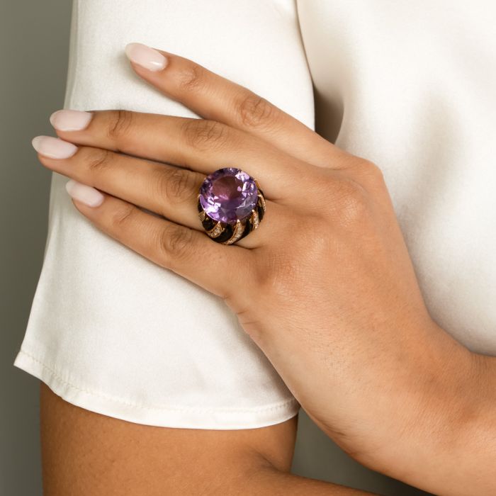 925 Silver,Stone Purple,White Gemstone Cocktail Ring at Rs 3565/piece in  Jaipur