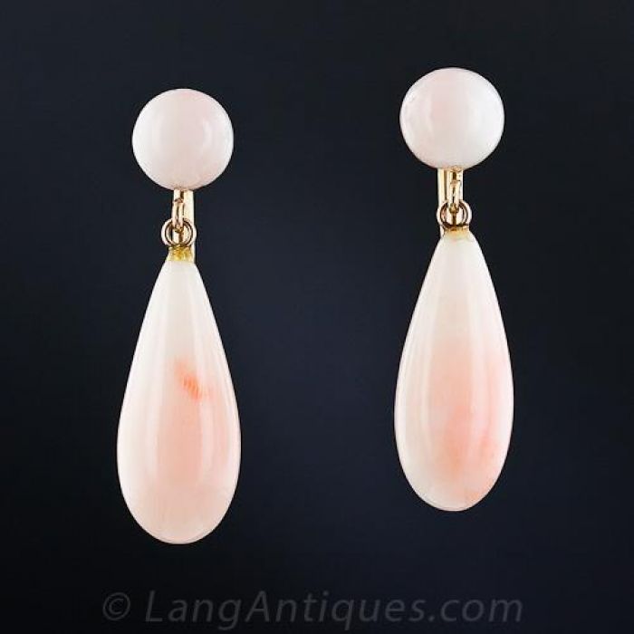 Angel skin cheap coral earrings
