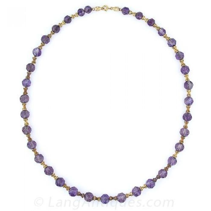 Amethyst Large Bead 14K Yellow Gold Necklace 17.5