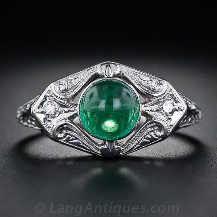 Antique cabochon 2025 emerald ring