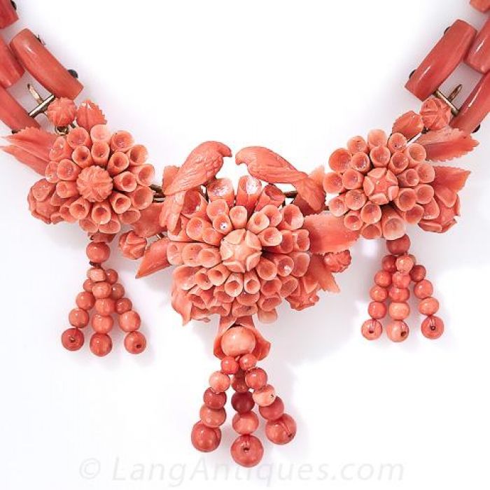 Big carved antique rose coral with diamonds pendant with matching antique  coral beads necklace | Coral beads necklace, Rare jewelry, Beaded necklace