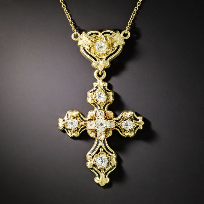 Lot of 4 Gold & Black Enamel Sideways Cross Charms for Jewelry Making, 1  inch