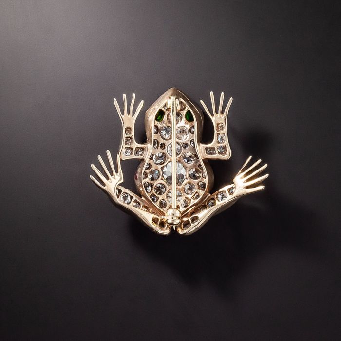 Brooch frog rhodium crystals delicapassion