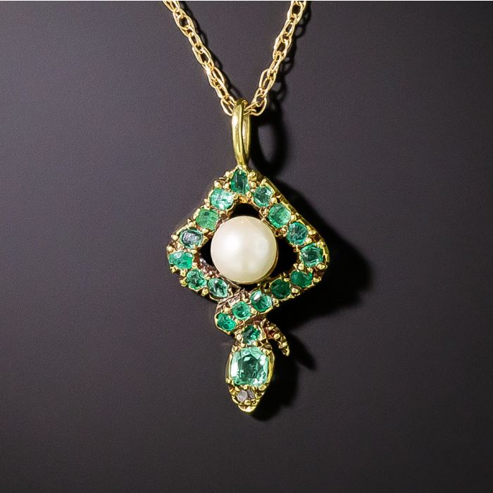 Buy 92.5 Sterling Silver Antique Emerald Necklace 208VO8130 Online from  Vaibhav Jewellers