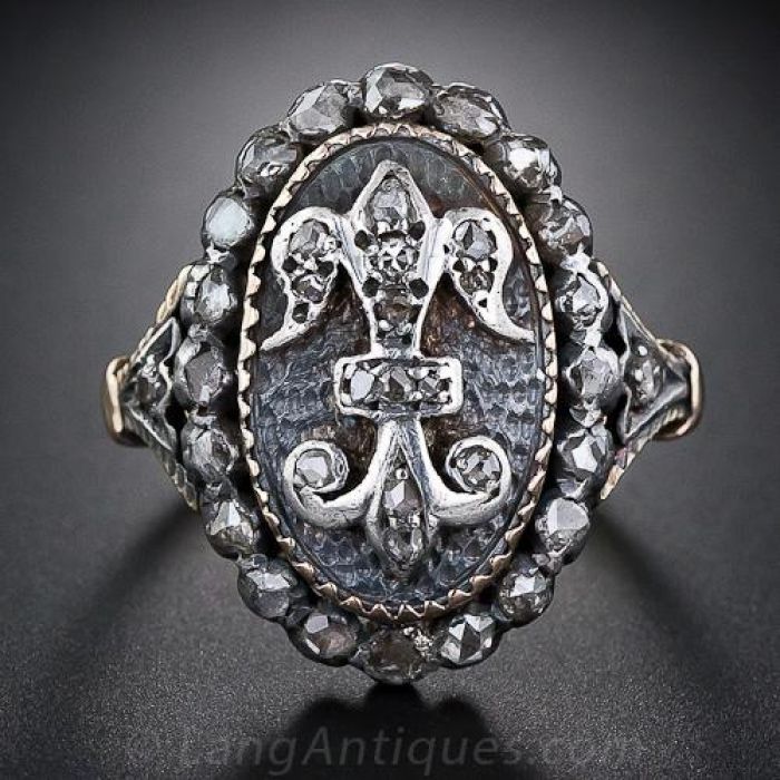 Diamond fleur de lis on sale ring