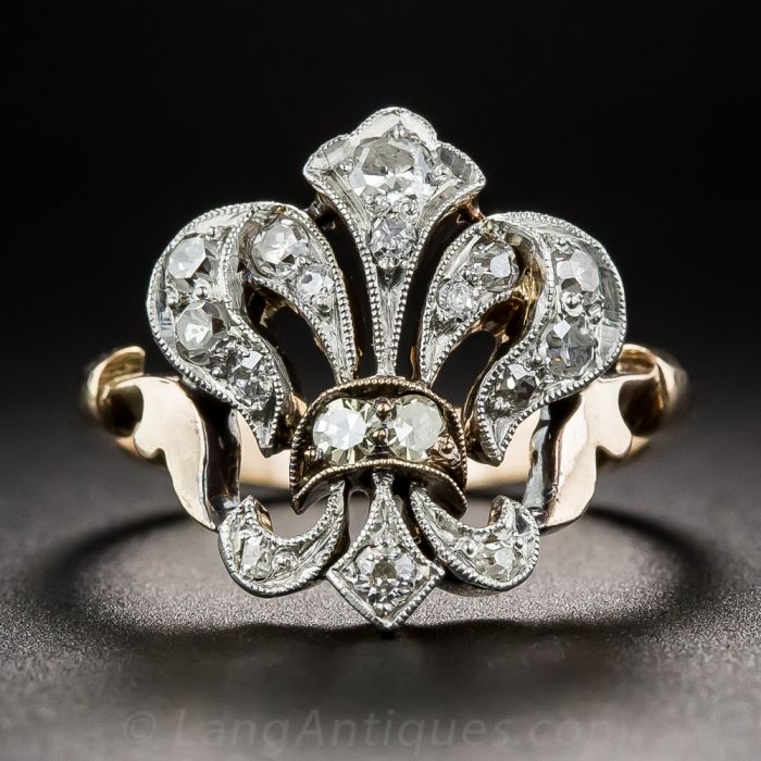 Antique Fleur-De-Lys Diamond Ring