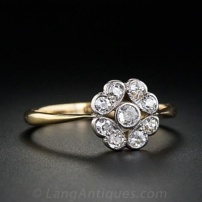 Cushion Cut Moissanite Ring, White Gold Flower ring ADLR148