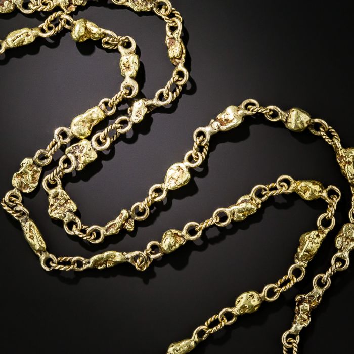 Real 10k Gold Nugget Cross Rope Necklace 5mm 22