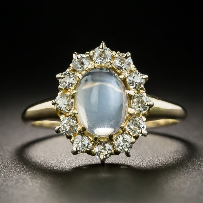 Regard Jewelry - Platinum Art Deco Moonstone and Diamond