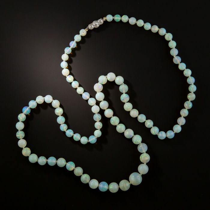 man made opals beads necklace