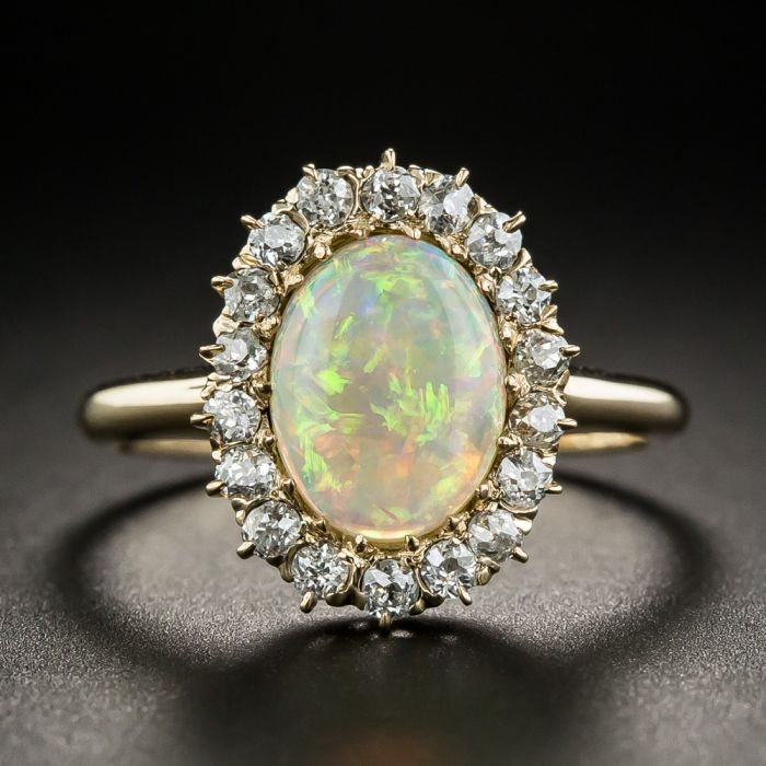 Buy Vintage Opal Ring, White Opal Engagement Ring, Round Cut Opal Wedding  Ring, October Birthstone, Rose Gold Opal Ring, Halo Ring, Promise Gift  Online in India - Etsy