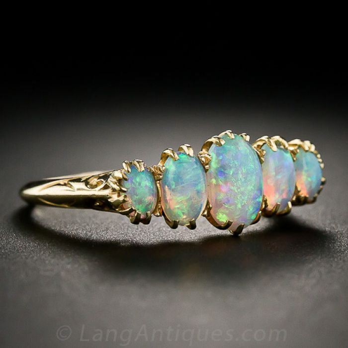 Antique Victorian Opal Diamond Cluster Ring Dated 1886 – Antique Jewellery  Online