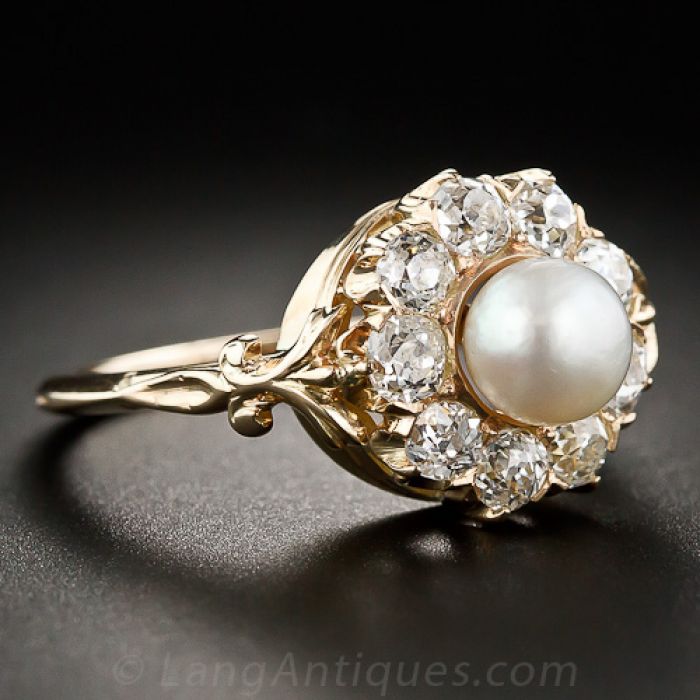Vintage Sterling Silver Pearl Cluster Ring - Unique Gold & Diamonds