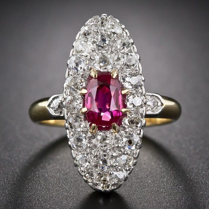 Antique Art Nouveau Diamond, Ruby and Pearl Ring in 18k Gold - Victoria  Sterling