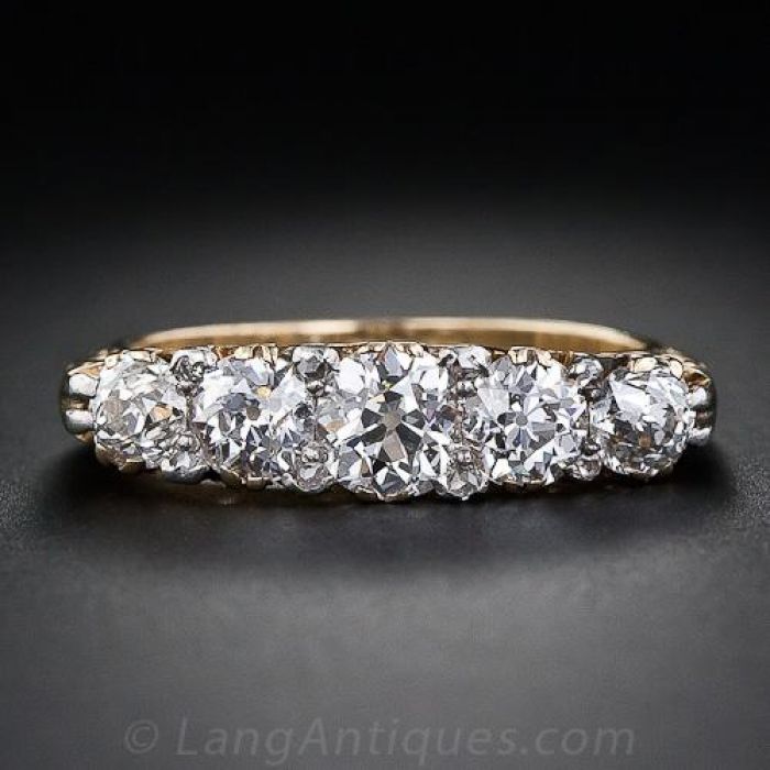 Victorian 18kt Mine Cut Diamond 5-Stone Ring 2.00ctw – A. Brandt + Son
