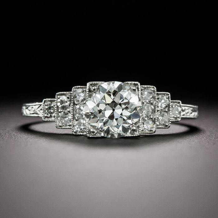 Antique Platinum Single Stone Diamond Engagement Ring - Etsy