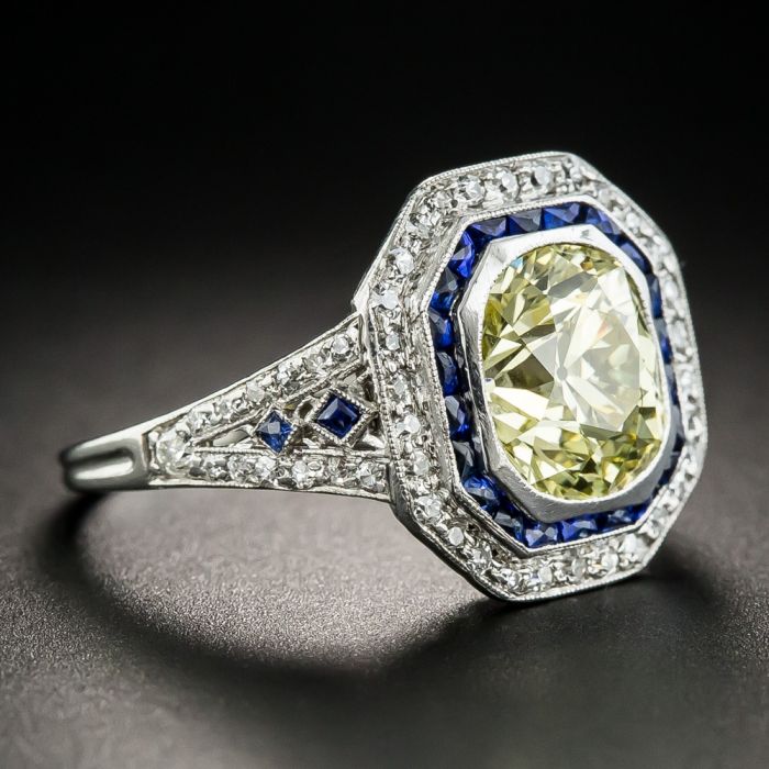 art deco yellow diamond engagement rings