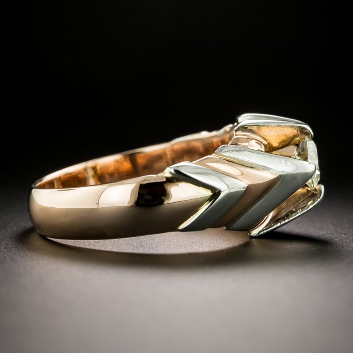 Art Deco .45 Carat Diamond Two Tone Gold Ring Size 8 3 4