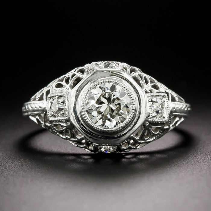 50 Carat Diamond & Sapphire Halo Engagement Ring - Filigree Jewelers