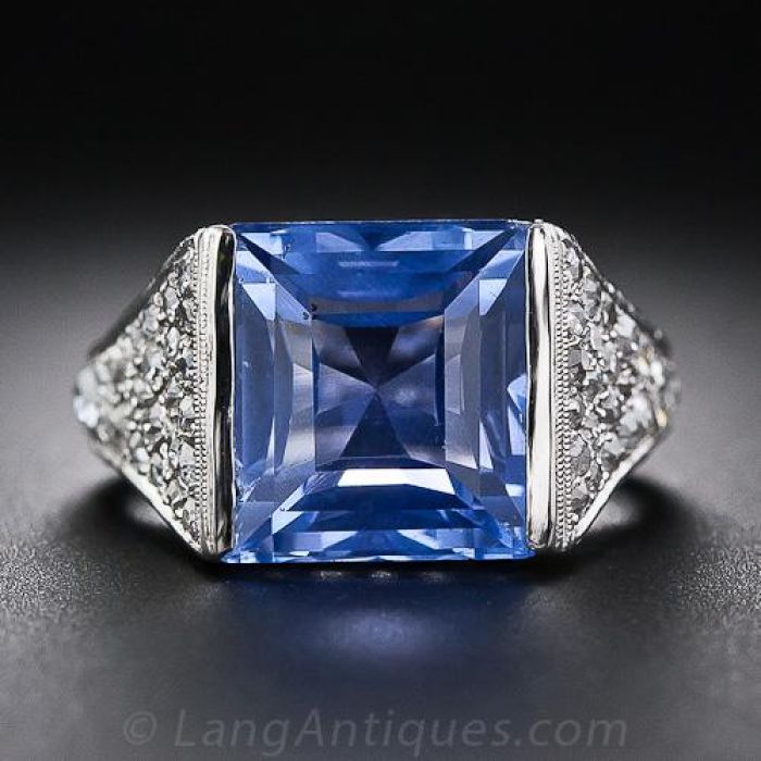 A Sublime Vintage Specimen Cushion Shaped Sapphire Ring – Fetheray