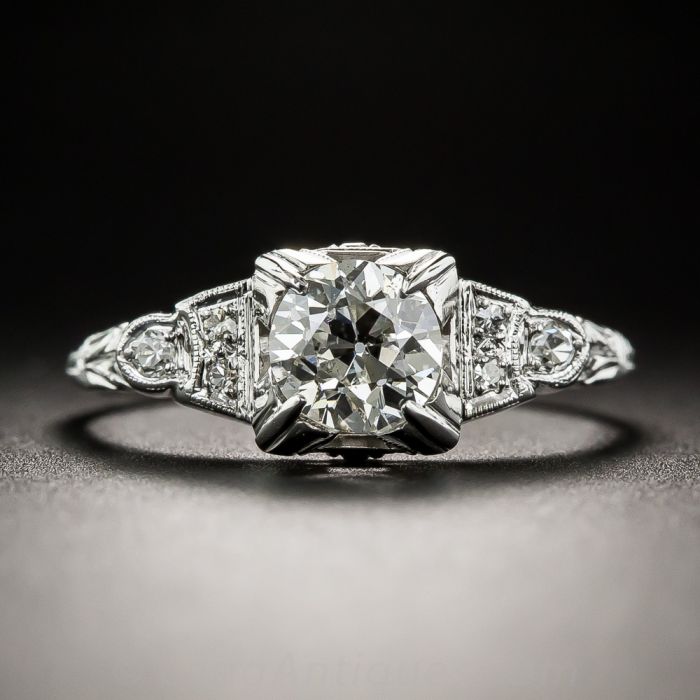 Art Deco .84 Carat Diamond Engagement Ring