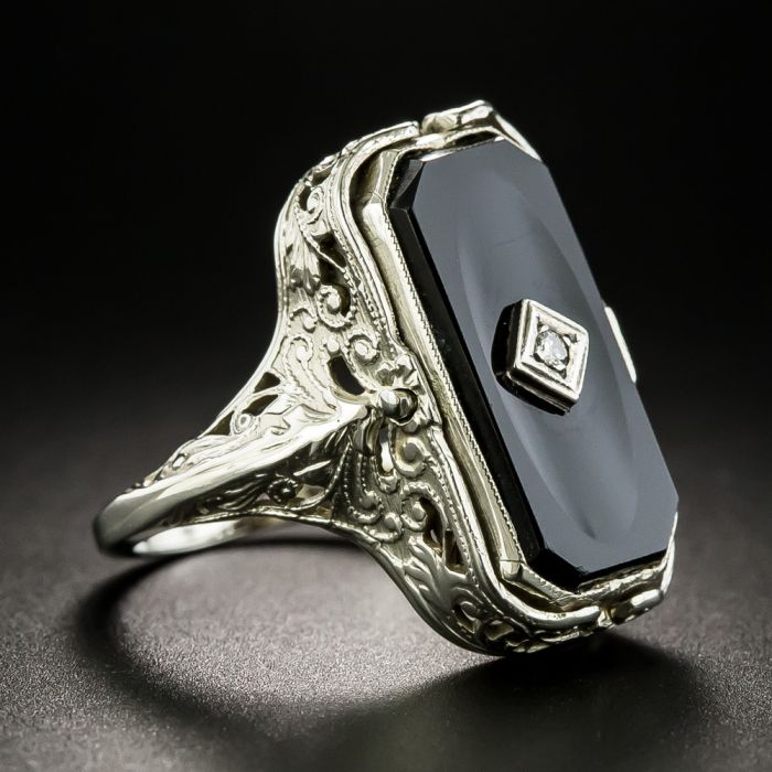 Art Deco Cameo/Onyx Filigree 'Flip' Ring