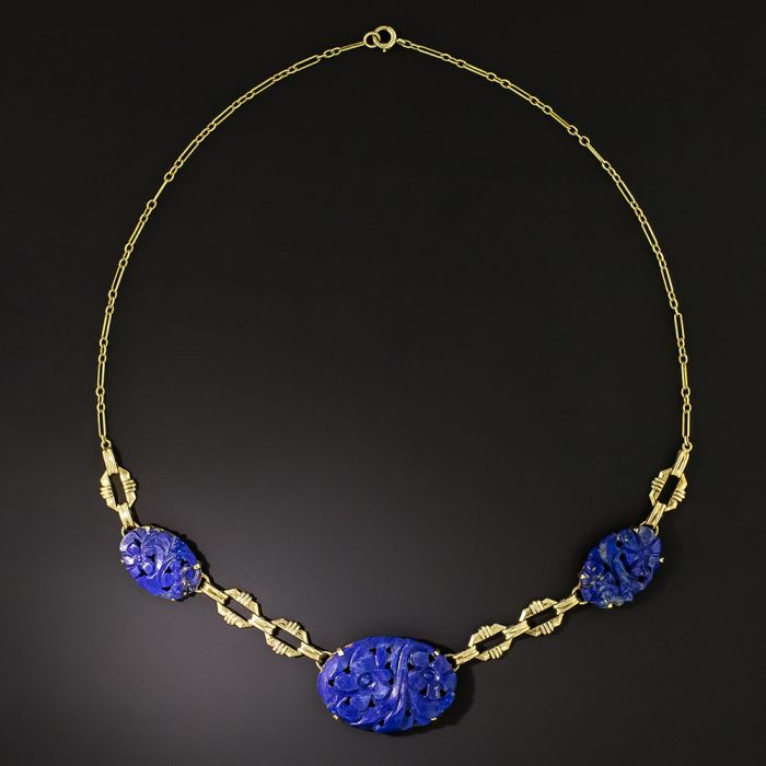 Carved lapis lazuli clearance jewelry