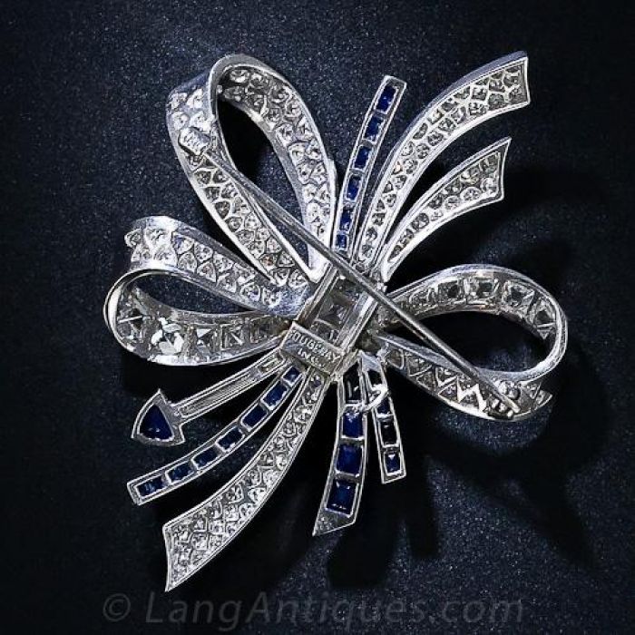 Art Deco Crystal Bow Brooch Pin P219 – Sweet Romance Jewelry