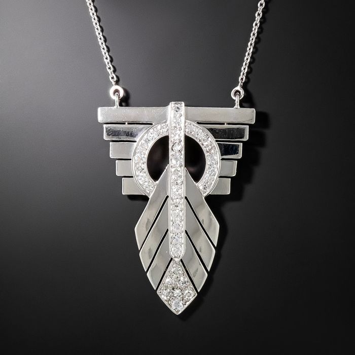 Petite Art Deco Chevron Filigree Bow Necklace – D & H Jewelers