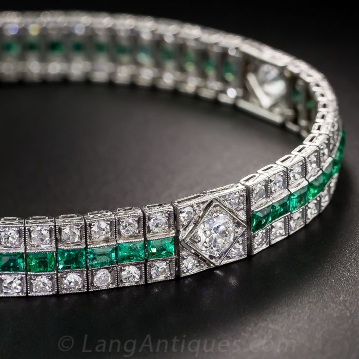 Art Deco Emerald Diamond Platinum Bracelet For Sale at 1stDibs  platinum  emerald bracelet emerald platinum bracelet art deco emerald bracelet