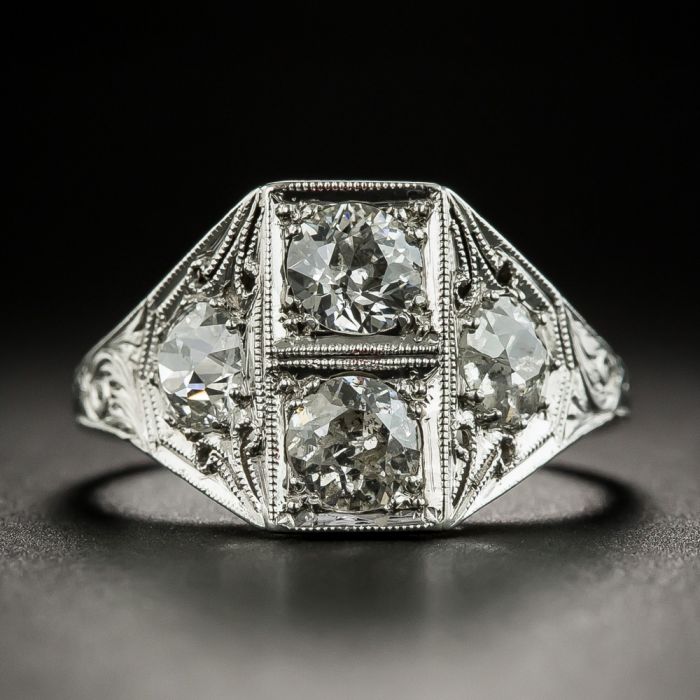 Showroom of 18kt rose gold handmade 4 diamond classic gents ring 8gr58 |  Jewelxy - 108331