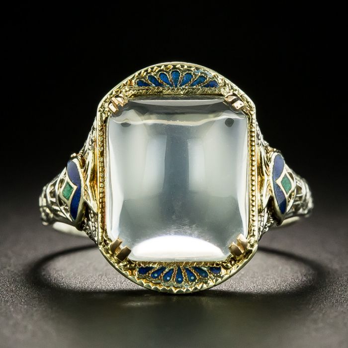 Vintage Moonstone Ring - Edwardian 10k Yellow Gold Round Sphere Gemsto – MJV