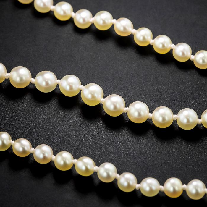 Art Deco Double Strand Pearl Cocktail Necklace