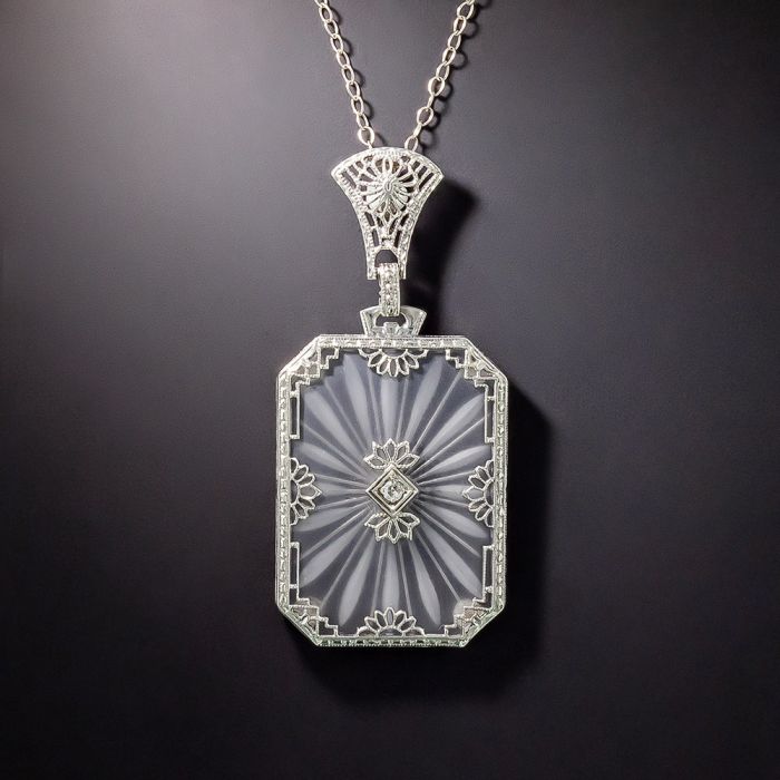 Sold at Auction: Antique Art Deco Sterling & Rock Crystal Necklace