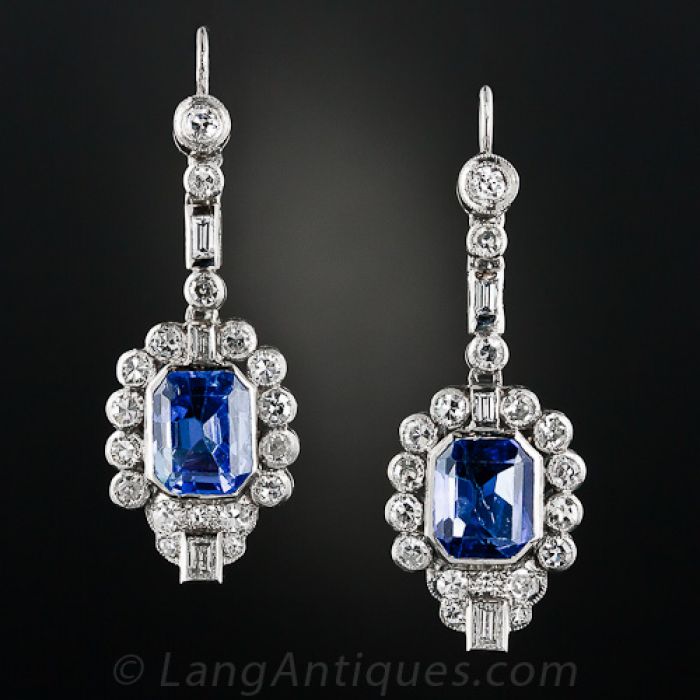 art deco sapphire and diamond earrings