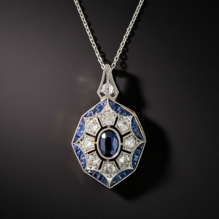 Art Deco Diamond & Sapphire Necklace