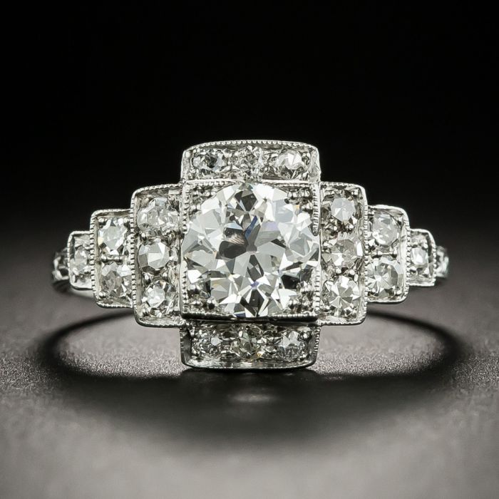 62 Engraved Antique Engagement Ring Art Deco Diamond - Filigree Jewelers