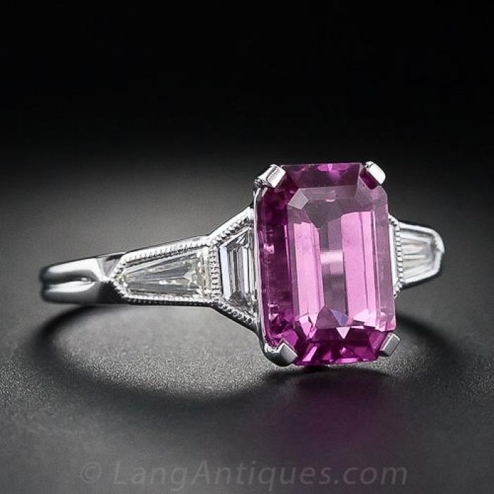 21+ Pink Sapphire Art Deco Ring