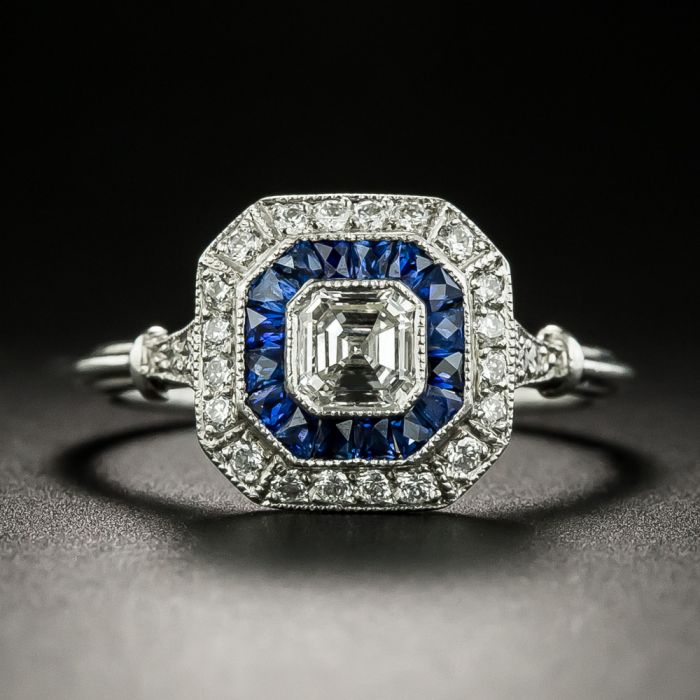 7ct Asscher Cut Ruby Sapphire Engagement Ring