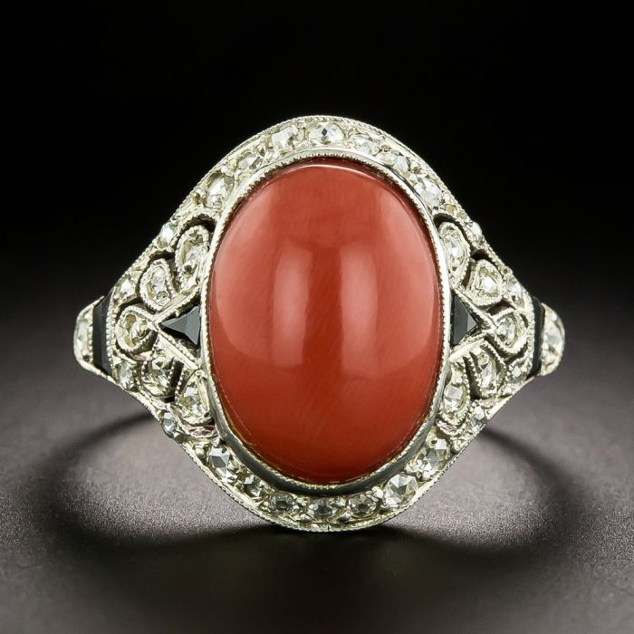 Coral diamond hotsell ring