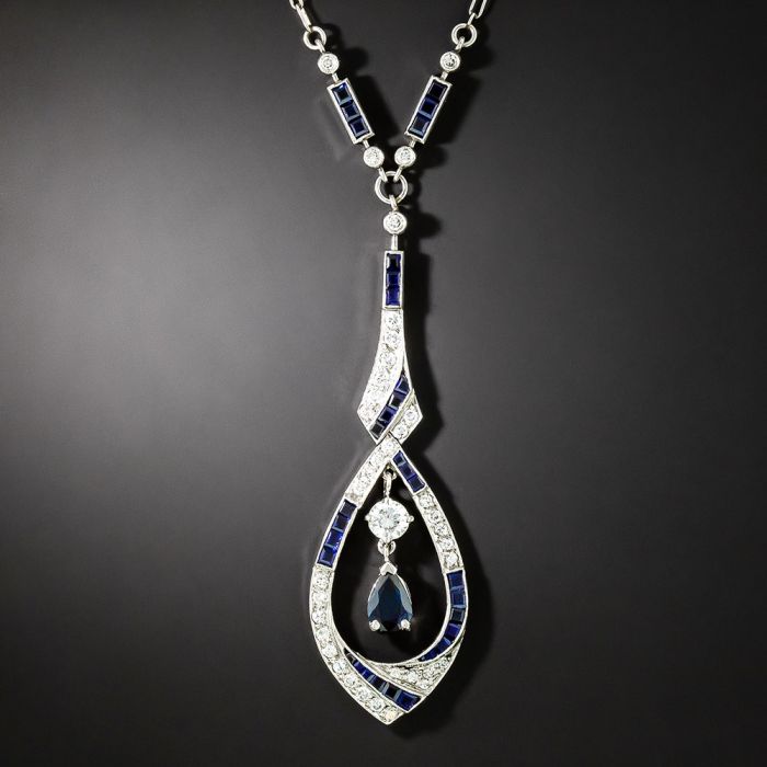 Art Deco Diamond & Sapphire Necklace