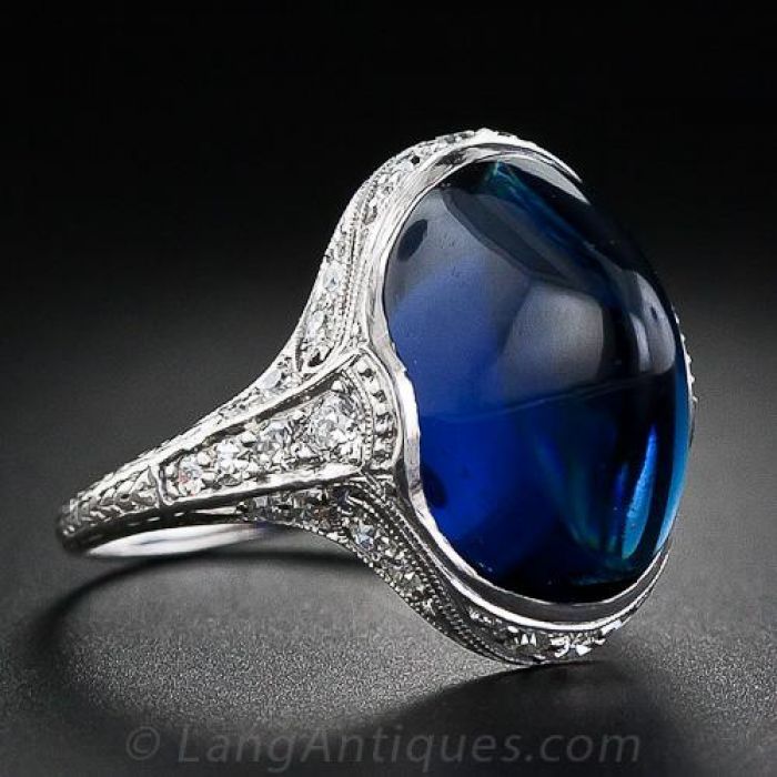 art deco synthetic cabochon sapphire ring 1 30 1 4145