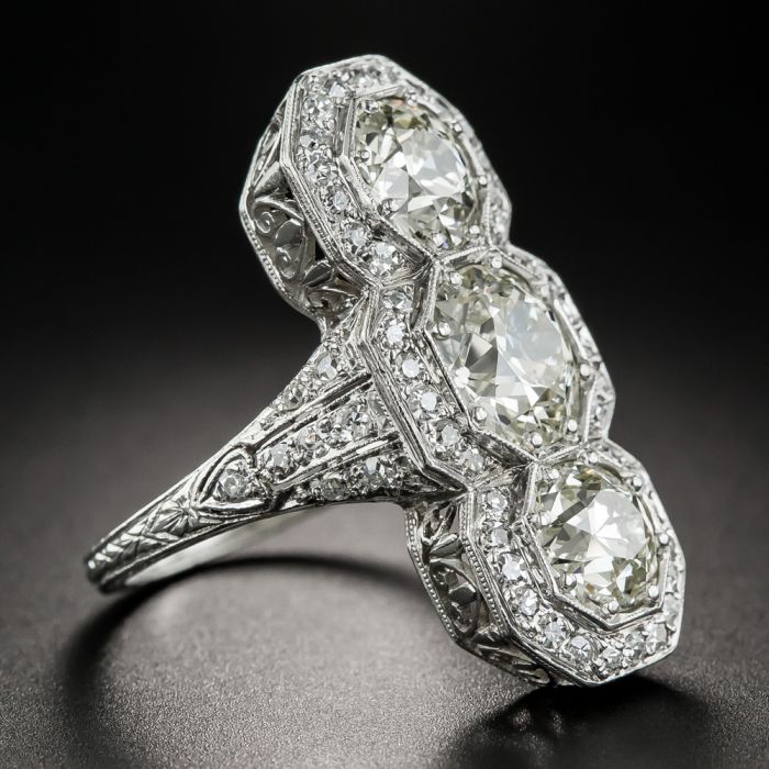 Diamond north south deals 3 stone ring