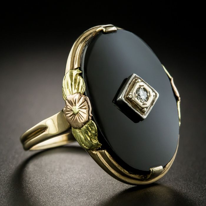 Black Onyx Engagement Ring Rose Gold Vintage Engagement Ring for Women  Unique Halo Diamond /CZ Baguette Antique Art Deco Anniversary Gift - Etsy |  White gold engagement rings vintage, Onyx engagement ring,